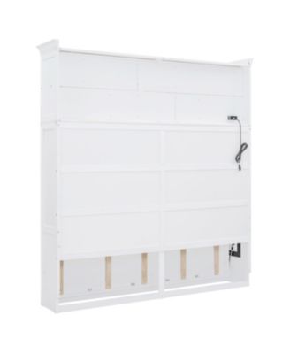 Queen Size Murphy Bed Wall Bed with Top Shelves & USB