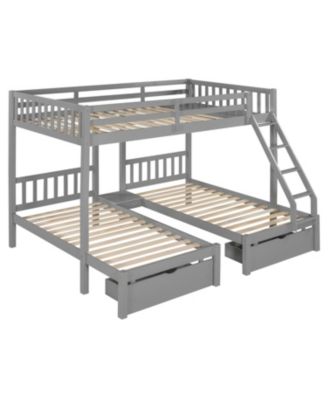 Full Over Twin & Twin Triple Bunk Bed with Drawers