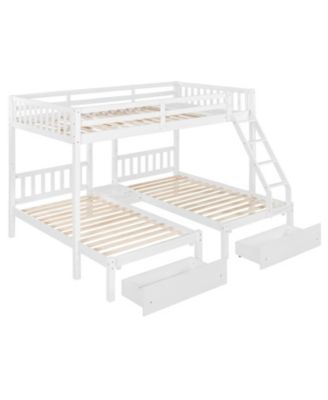 Full Over Twin & Twin Triple Bunk Bed with Drawers