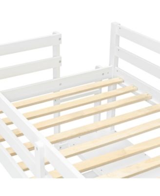 Twin Loft Bed with Shelves, Desk & Board - Gray