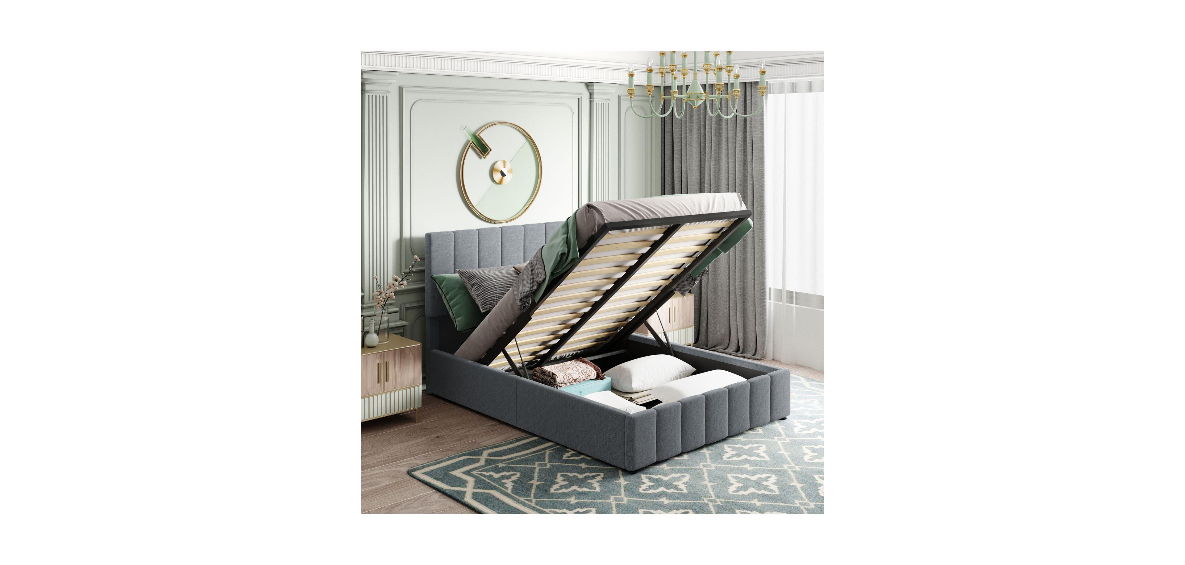 Streamdale Furniture Upholstered Platform Bed w/ Hydraulic Storage