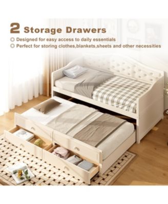Streamdale Twin Daybed with Trundle & Storage, Upholstered Backrest