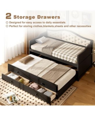 Streamdale Twin Daybed with Trundle & Storage, Upholstered Backrest