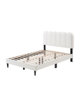 Lambswool Headboard Bed Frame w/ Light, Full