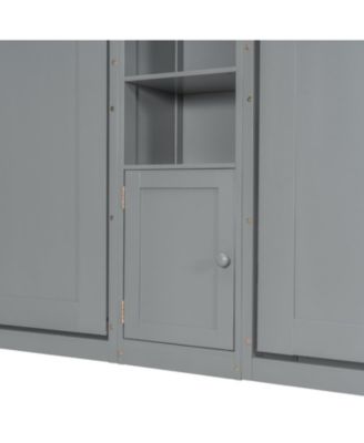 Dual Twin size Wall Murphy Beds with Cabinets and Shelves