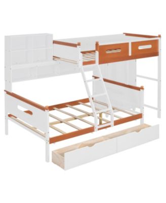 Twin Over Full Bunk Bed Wardrobe, Drawers, Shelves & LED