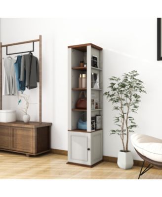 Rotating Mirrored Storage Cabinet - Antique White