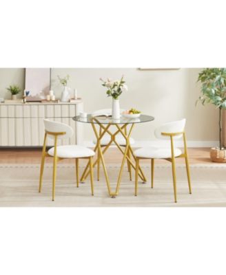 Modern White & Gold Dining Chairs (Set of 2)