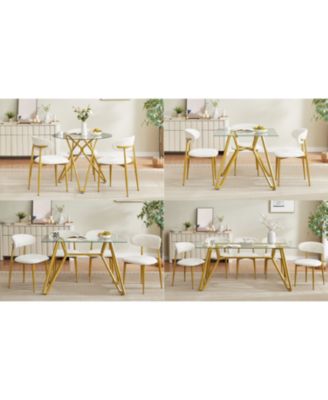 Modern White & Gold Dining Chairs (Set of 2)