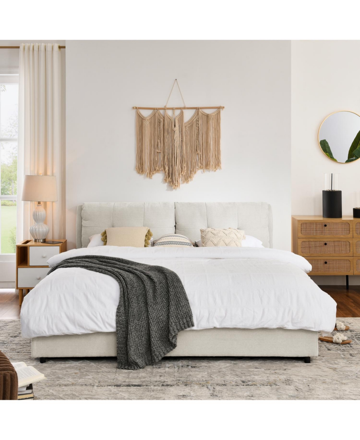 Streamdale Furniture King Chenille Hydraulic Storage Bed