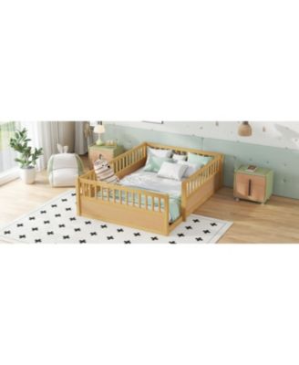 Montessori Floor Bed Frame with Fence