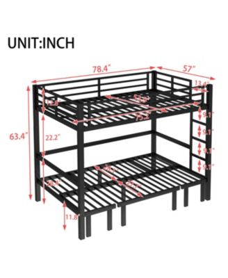 Full Over Full Pull-Out Bunk Bed, Black