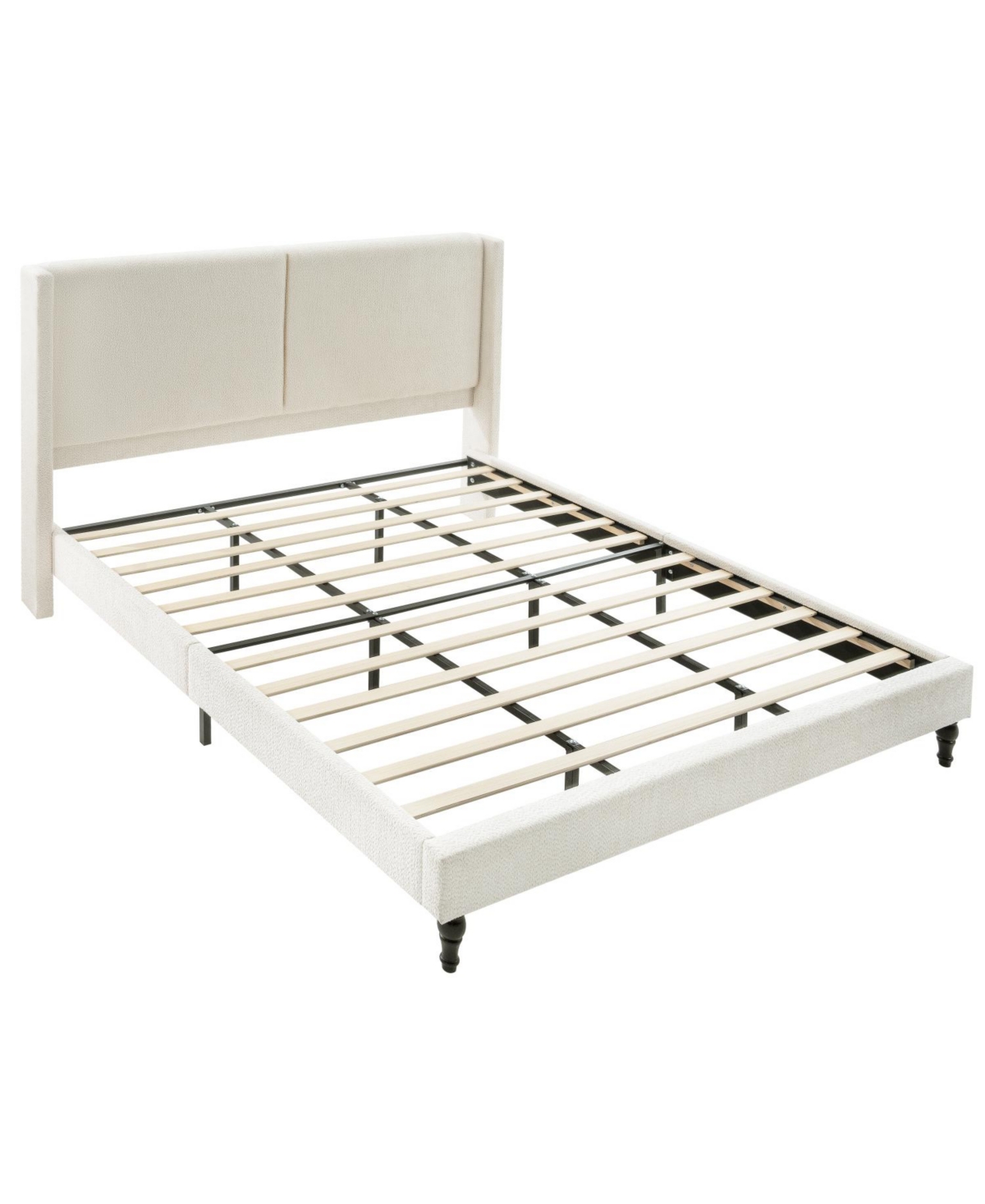 Streamdale Furniture King Size Bed Frame, 55.5" Upholstered Headboard, Boucle Beige