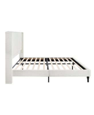 Queen Bed Frame, 55.5" Upholstered Headboard, Boucle Fabric