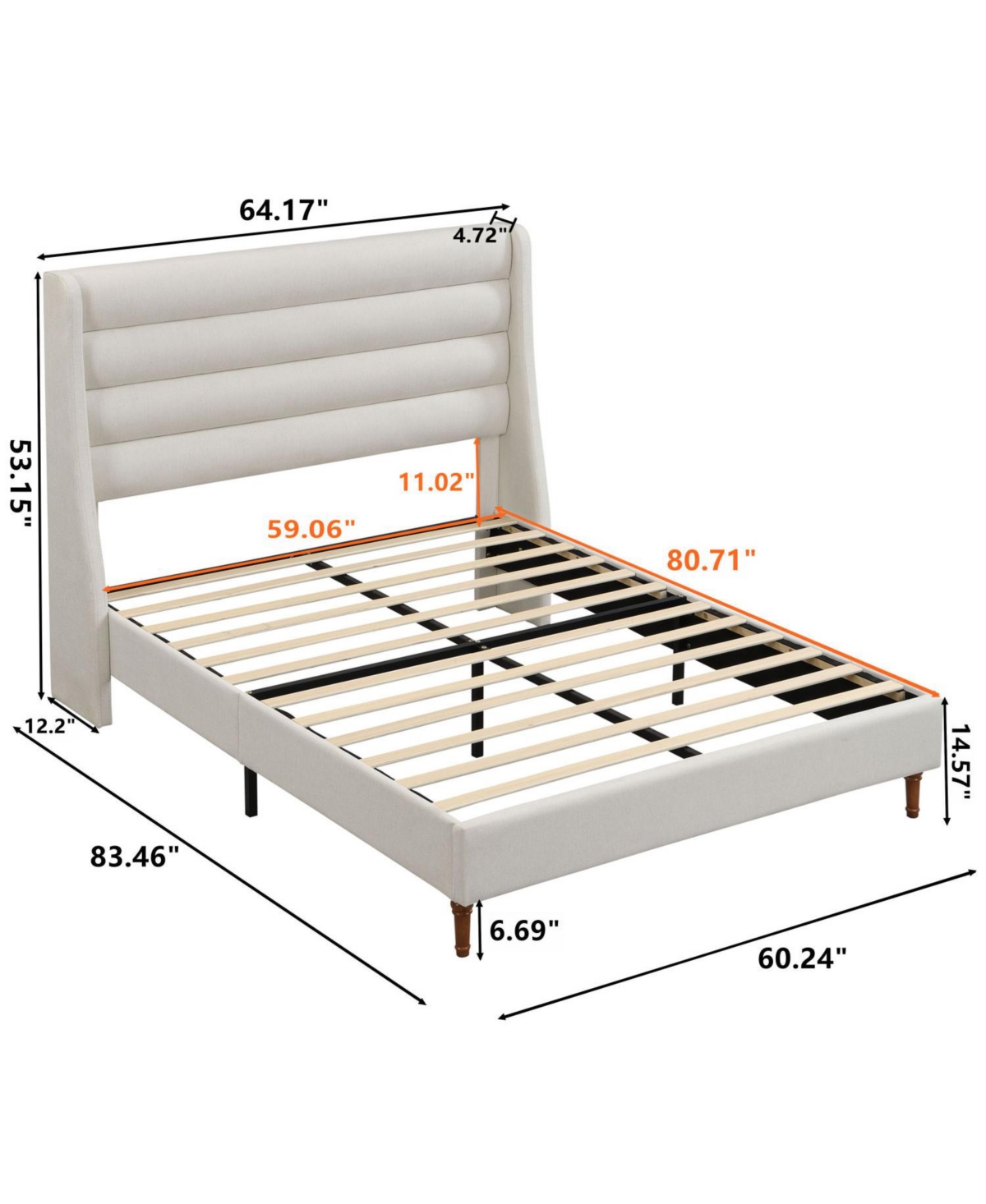 Streamdale Furniture Streamdale Queen Upholstered Platform Bed with Wave Headboard