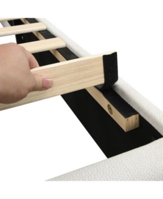 King Upholstered Platform Bed with Wave Headboard, Chenille Fabric