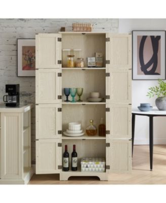  72.4" Tall Storage Cabinet with 8 Doors & 4 Shelves, White