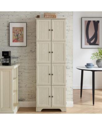  72.4" Tall Storage Cabinet with 8 Doors & 4 Shelves, White