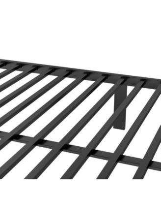 Queen Over Queen Metal Bunk Bed w/ Ladder & Shelf, Black