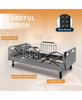 Electric Adjustable Bed with Mattress & Rails