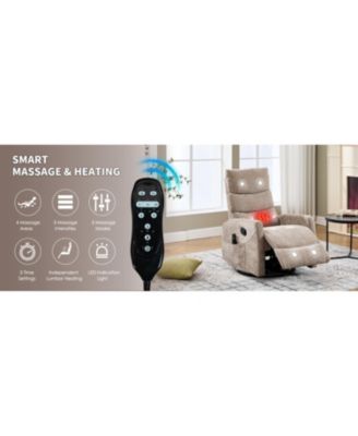 Heat Massage Rocker Swivel Recliner Chair, Fabric