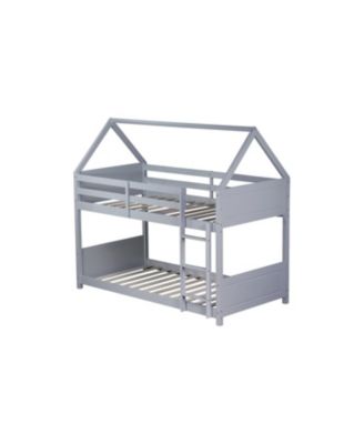 Twin Over Twin House Bunk Bed with Guardrails