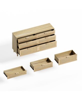 59" Rattan 6-Drawer Dresser