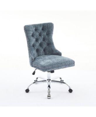 Light Blue Chenille Tufted Office Chair