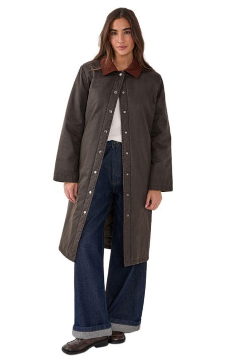 Женские куртки Nasty Gal Women's Longline Cord Collar Wax Effect Coat