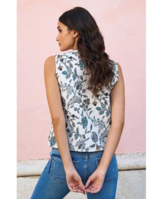 Women's Floral Reversible Quilted Vest Jacket