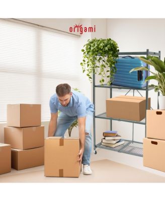 4 Tier Multipurpose Folding Storage Organizing Rack with Wheels, Gray