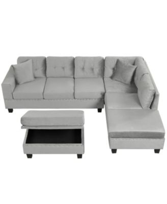 Modern Sectional Sofa with Storage Ottoman Sofa Set