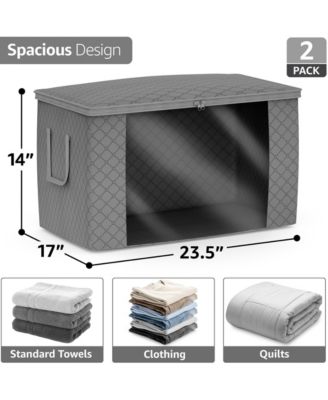 Foldable Storage Bag Organizers, Large Clear Window & Carry Handles, Great for Clothes, Blankets, Closets, Bedrooms, and more