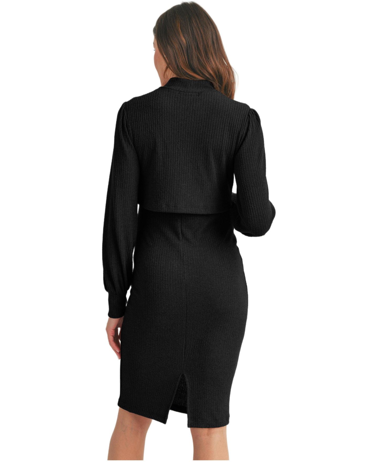 Женское платье Hello Miz Double Layer Mock Neck Ribbed Nursing, цвет: Чёрный — фото 3