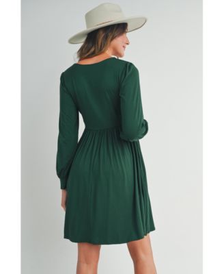 Women's Long Sleeve Empire Waist Scoop Neck Maternity Dress