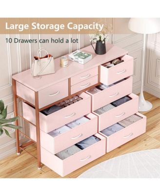 10-Drawer Modern Fabric Dresser for Bedroom, Large Storage Chest, 45" TV Stand, Living Room, Hallway Organizer