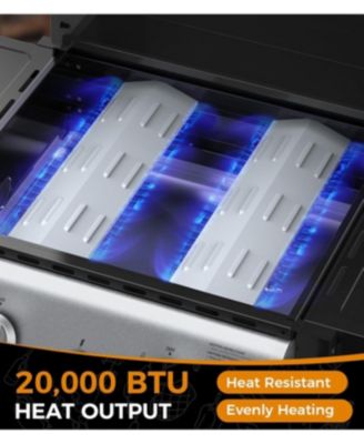 2-Burner Propane Gas BBQ Grill, 20,000 BTU Stainless Steel Grill with Side Shelves and Wheels, Portable Outdoor Grill