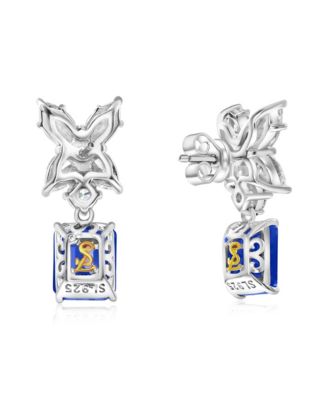 Suzy Levian Gala Collection Sterling Silver Firework Large Cubic Zirconia Cluster Drop Dangle Earrings