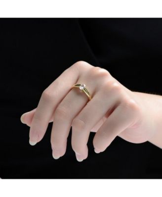 Women's 14K Gold Plated Clear Cubic Zirconia Solitaire Ring