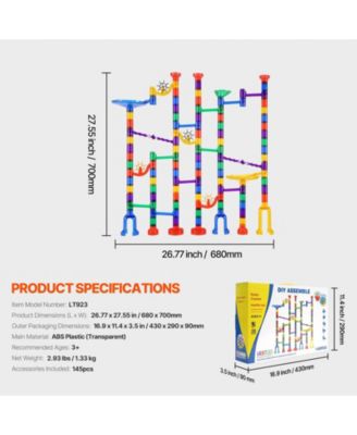 145-Piece Marble Run Set with Glow Marbles & Race Track