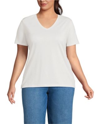 Plus Size Relaxed Supima Cotton V-Neck T-Shirt