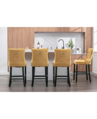 Handcrafted Velvet Barstools with Supportive Backrest