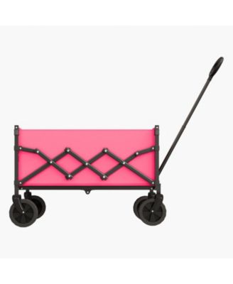 120L Pink & Black Folding Wagon with All-Terrain Wheels & Adjustable Handle