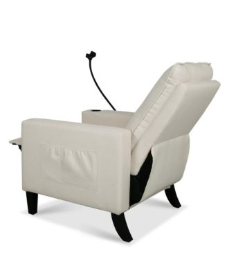 Modern Cozy Fabric Armchair with Adjustable Backrest and Storage