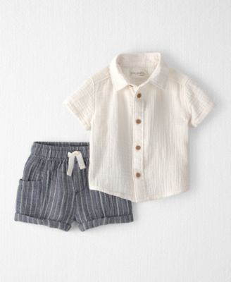 Baby Boys' Collared Shirt and Shorts, 2-Piece Set