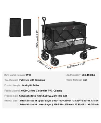 SUGFIT 400L Double Decker Wagon with Extended Handle & Heavy-Duty Frame