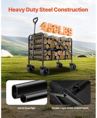 400L Double Decker Collapsible Wagon with Extended Handle & 450 lb Weight Capacity