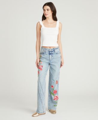 Driftwood Women's Ira Twirly Tulips Mid Rise Jeans - Macy's
