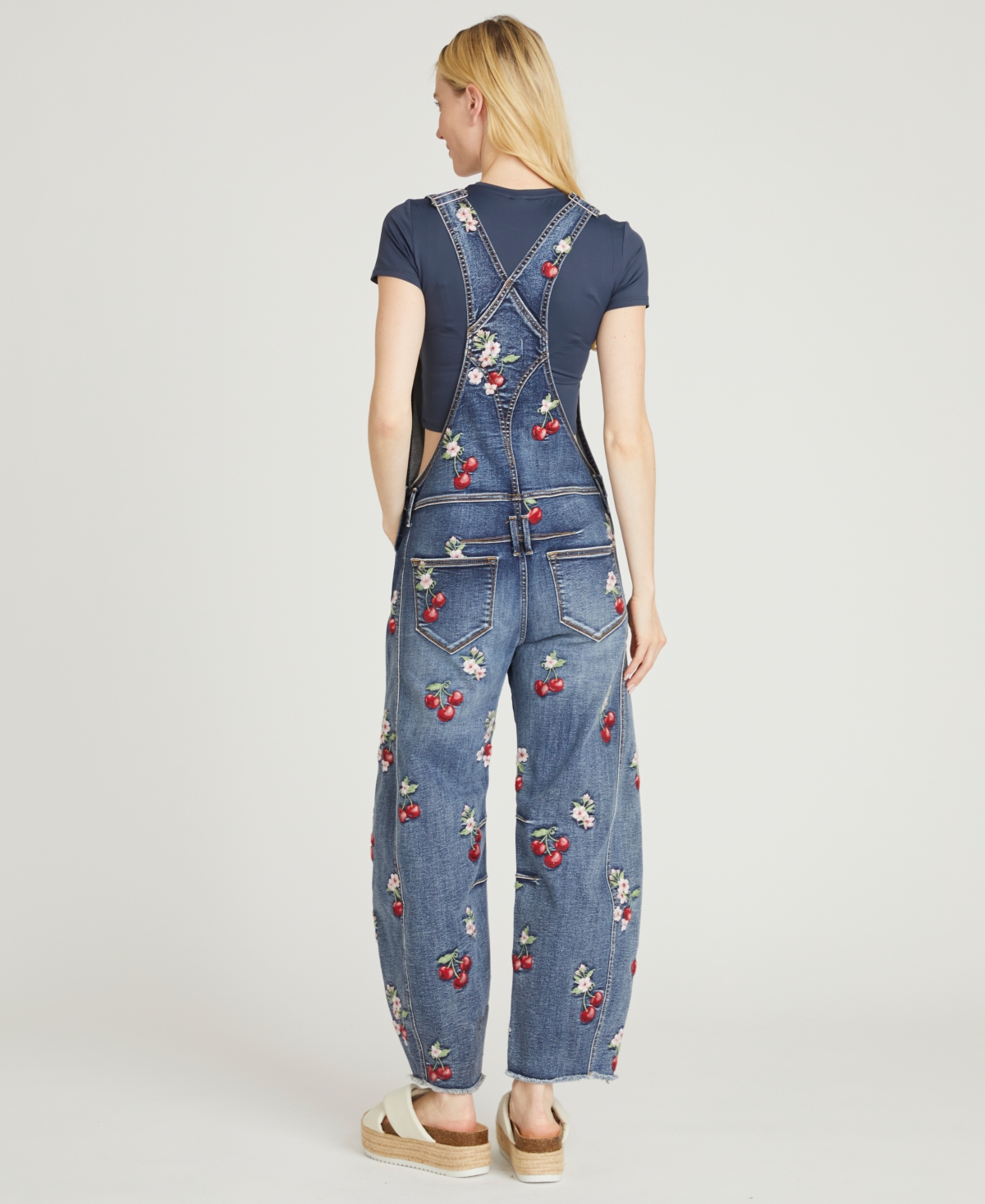 Driftwood Women's Barbara Barrel Cherry Print Overall Jeans