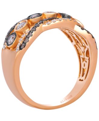Chocolate Diamond (0.55 ct. t.w.) & Vanilla Diamond (0.43 ct. t.w.) Ring in 14k Strawberry Gold